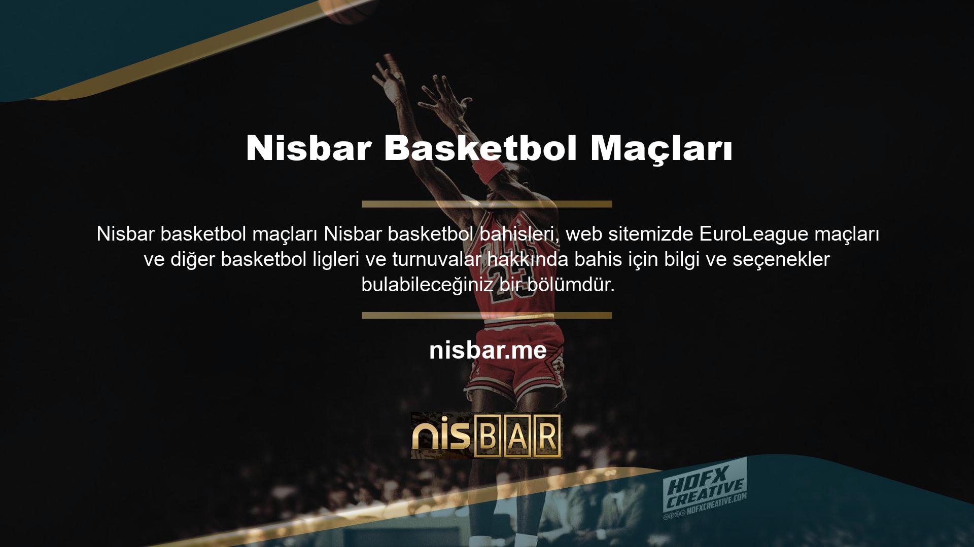 Nisbar basketbol bahis bülteniyle FIBA Şampiyonlar Ligi ve Eurocup gibi uluslararası kuruluşların yanı sıra, Türk Basketbol Süper Ligi, Barcelona ve Real Madrid tarafından köklenen İspanyol Ligi, Alman Ligi ve Asya liglerinden yaklaşık yüz farklı lig var